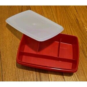 Tupperware Tuppercraft Stow N Go Red Divided Container &  Lid - No Insert 767-3